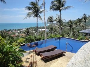 Seaview Paradise Beach and Mountain Holiday Villas Resort Lamai view from pool up on mountain