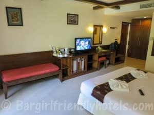 The main amenities inside the room of the Coconut Village Resort Deluxe Room