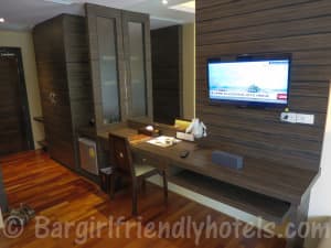 LCD TV fridge and desk in R Mar Resort and Spa