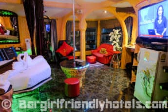 adult-themed-party-patpong-room-with-dancing-poles-and-big-flatscreen-tv-in-penthouse-hotel