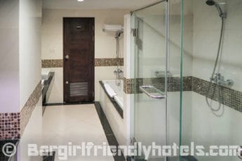 Bathrooms are big with seperate bath and shower in August Suites Deluxe room category